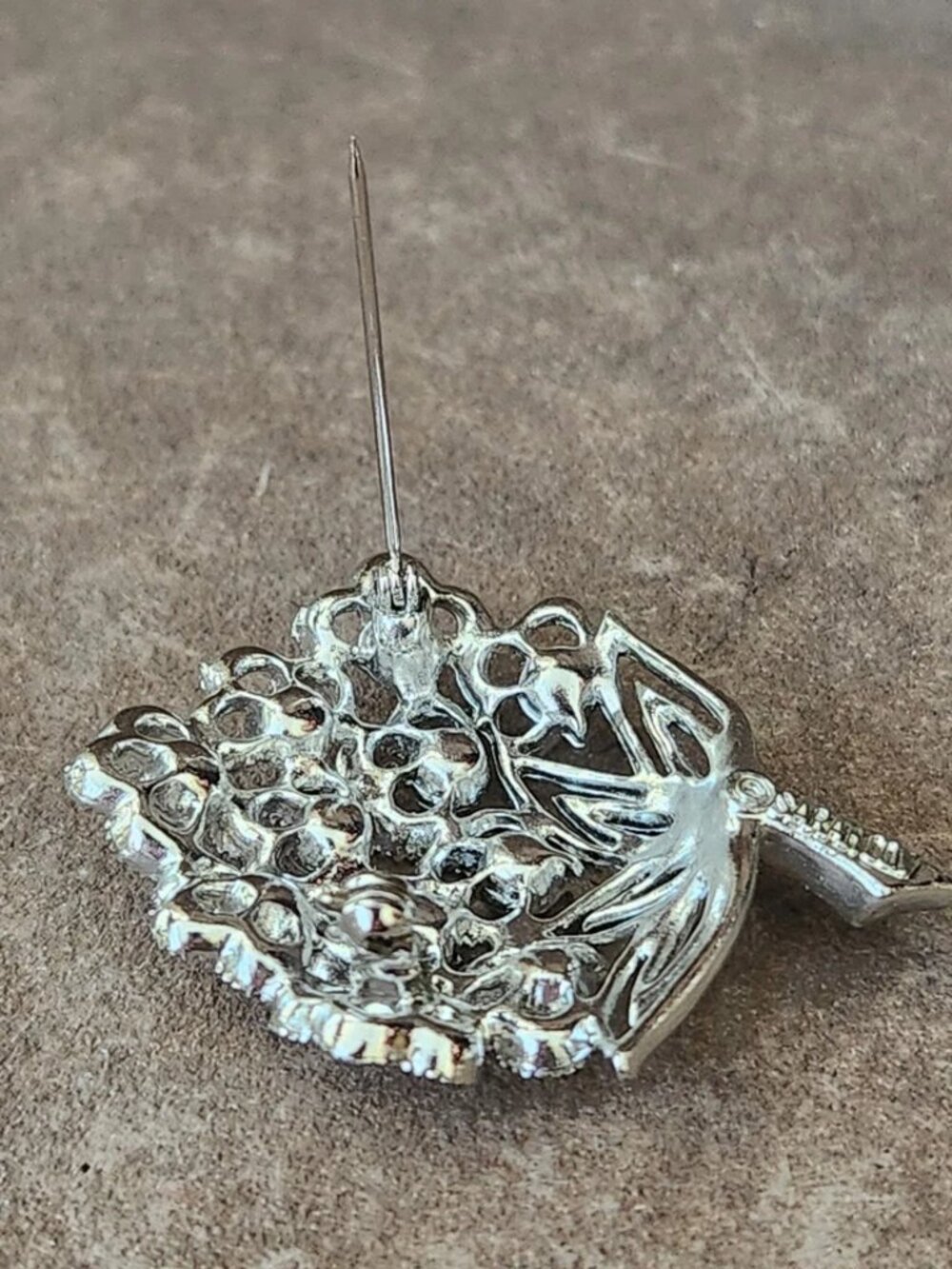 Vtg 70's Sarah Coventry Sparkle Lites Rhinestone Bouquet Brooch Pin Silver Tone - Picture 7 of 12